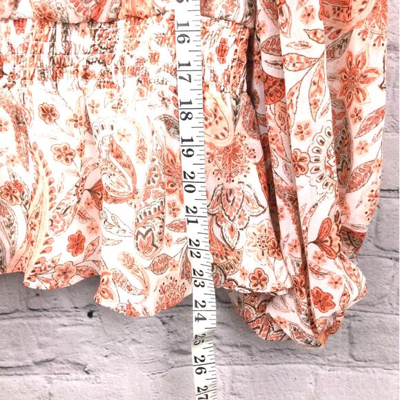 Sam and Jess Paisley Cottagecore Smocked Peplum V-neck Balloon Sleeve Blouse M - Picture 9 of 10